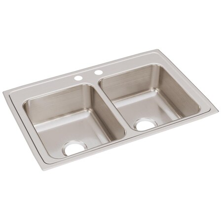 Elkay Lustertone Ss 33 X 22 X 8.1 Equal Double Bowl Drop-In Sink With Quick-Clip LRQ33222